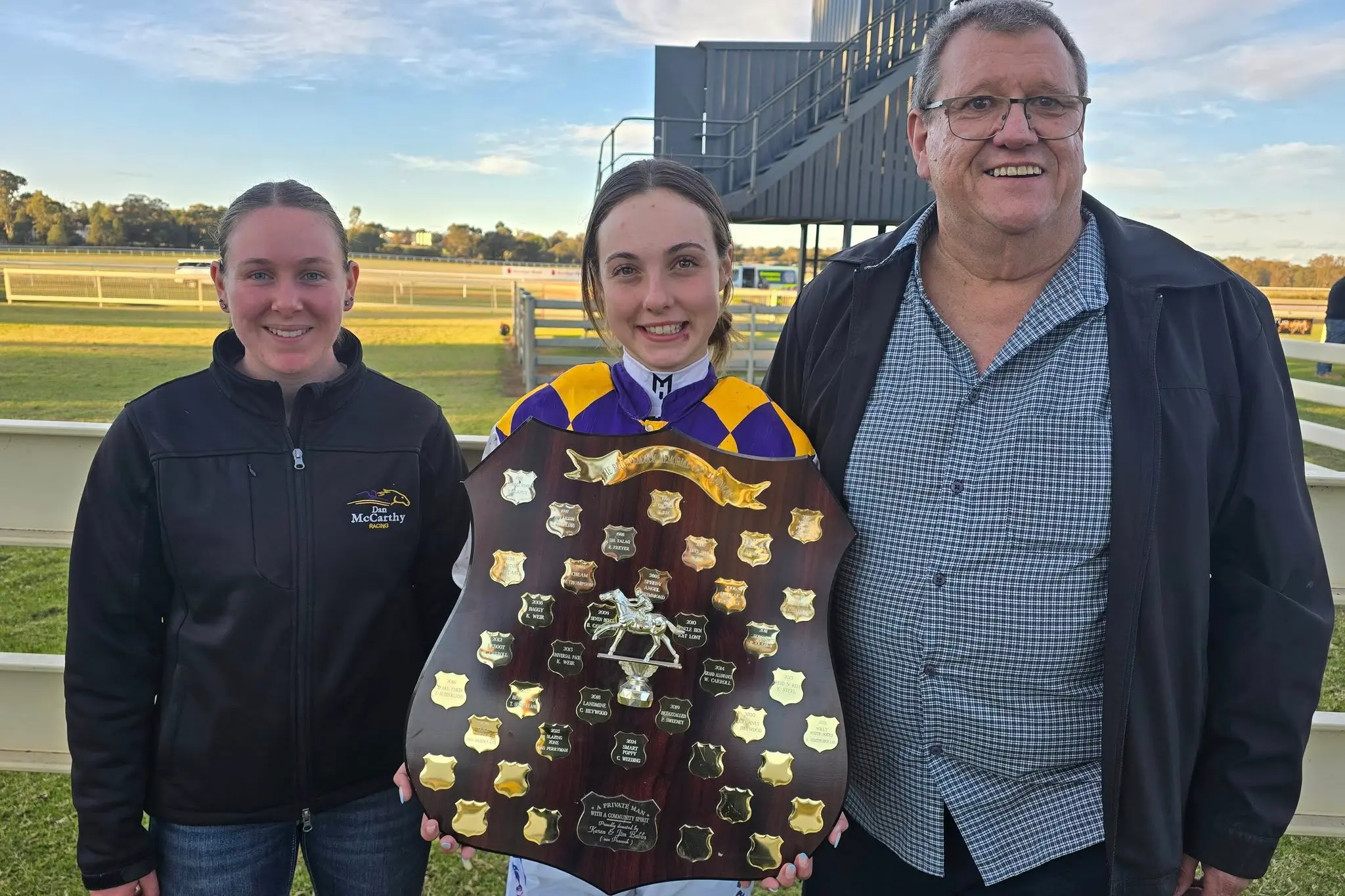 <p>Alice Kennedy (centre) will partner the Dan McCarthy-trained Black Adam. PHOTO: Jeff Hanson/Dusty Hooves Media</p>\\n