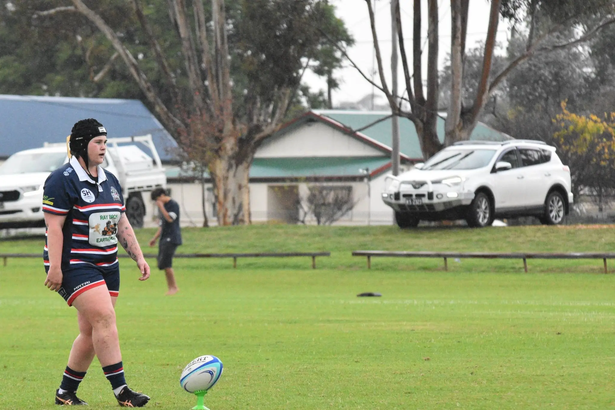 <p>Molly Greeham kicks to convert a try. PHOTOS: Kelly\\u2019s Sports Photos</p>\\n
