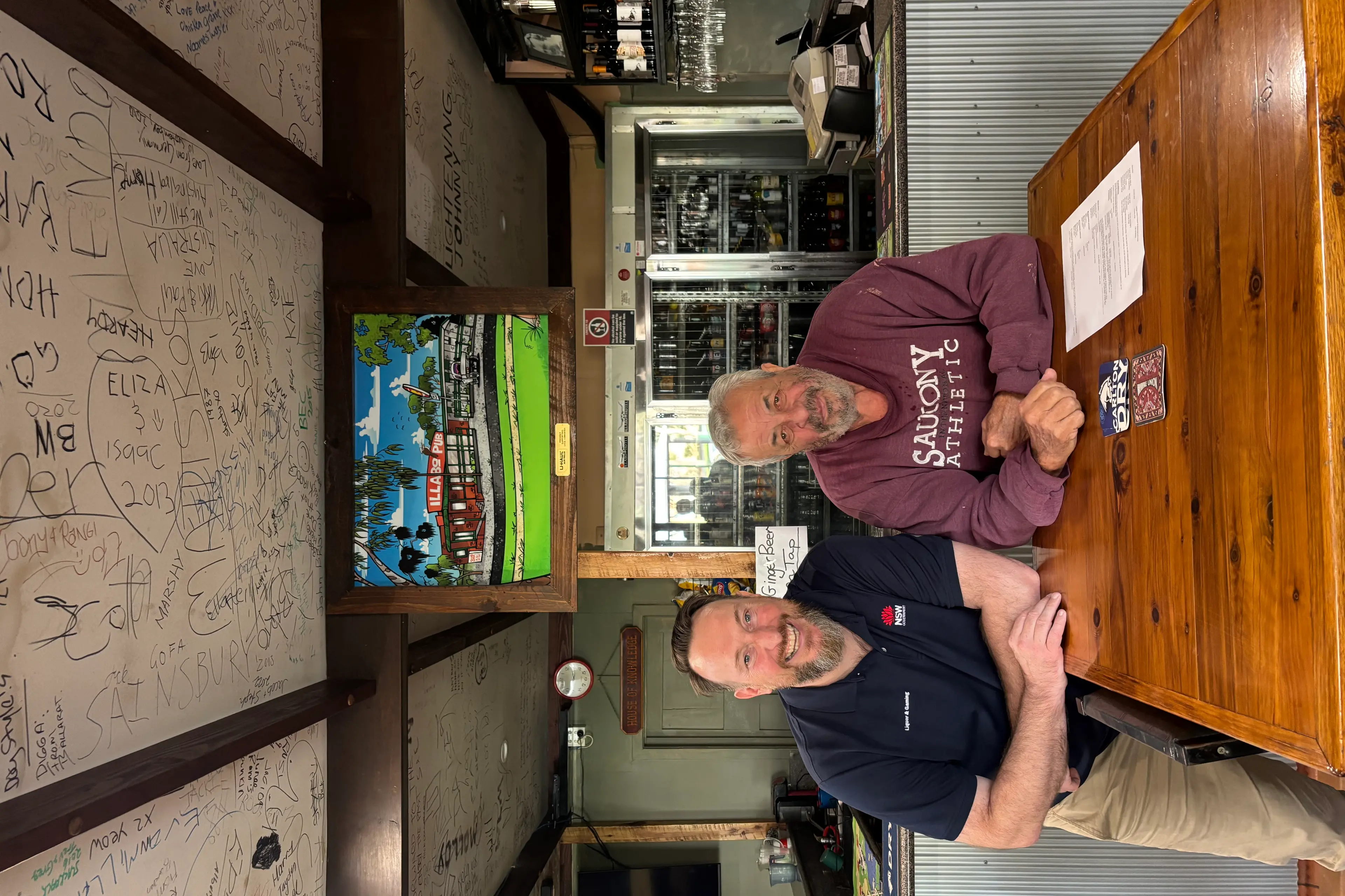 <p>Hospitality Concierge Peter Groom with Longhorn Hotel, Illabo Licensee Tony Espinosa.</p>\\n
