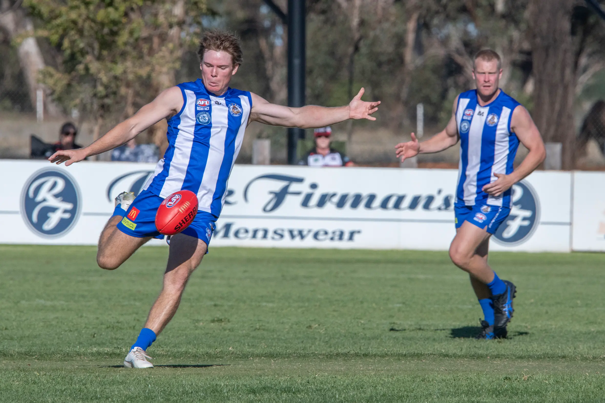 <p>Reece Leary and Dean Ross were two of the top performing Roos against the North Wagga Saints last Saturday. PHOTO: Noel Fisher</p>\\n