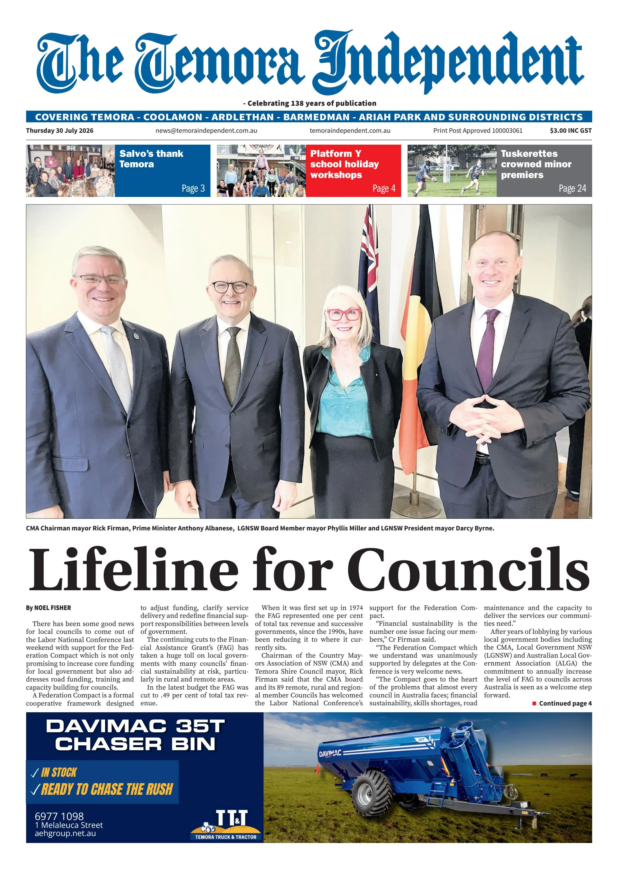 Temora Independent, Thursday 30 July 2026