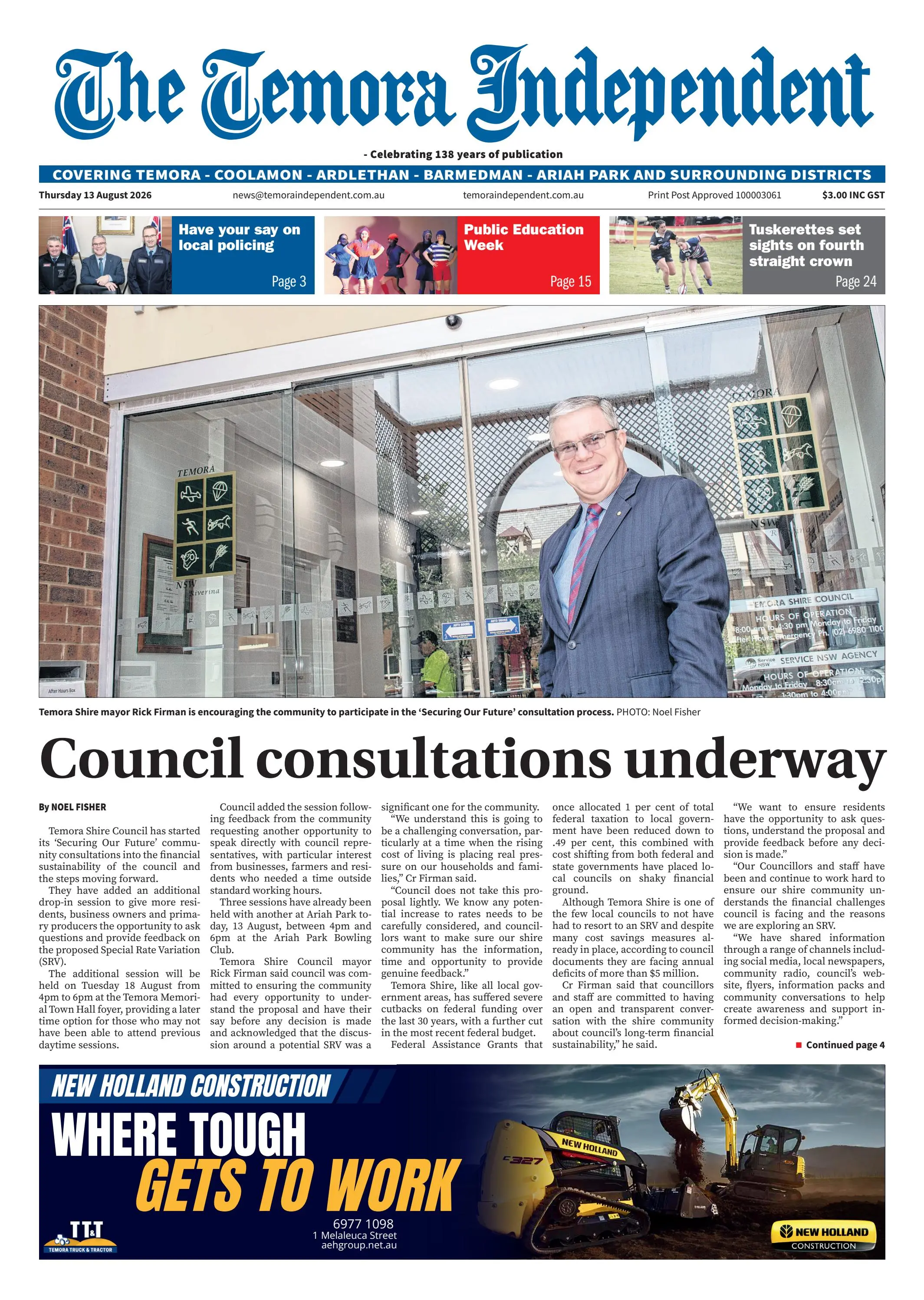 Temora Independent, Thursday, August 13, 2026