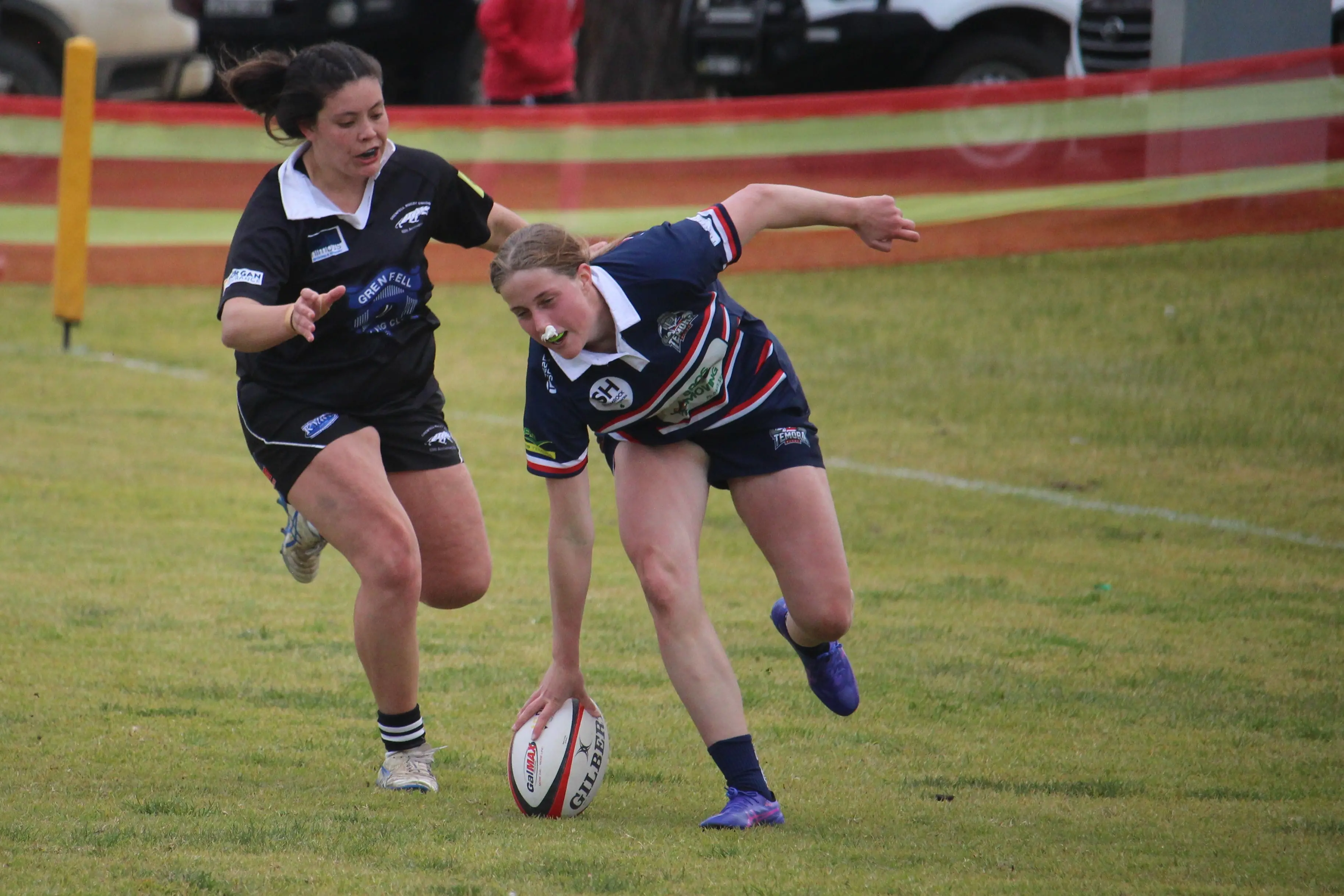 <p>Kaesha Maxwell scores her third try in the Tuskerettes\\' weekend win over Grenfell.</p>\\n