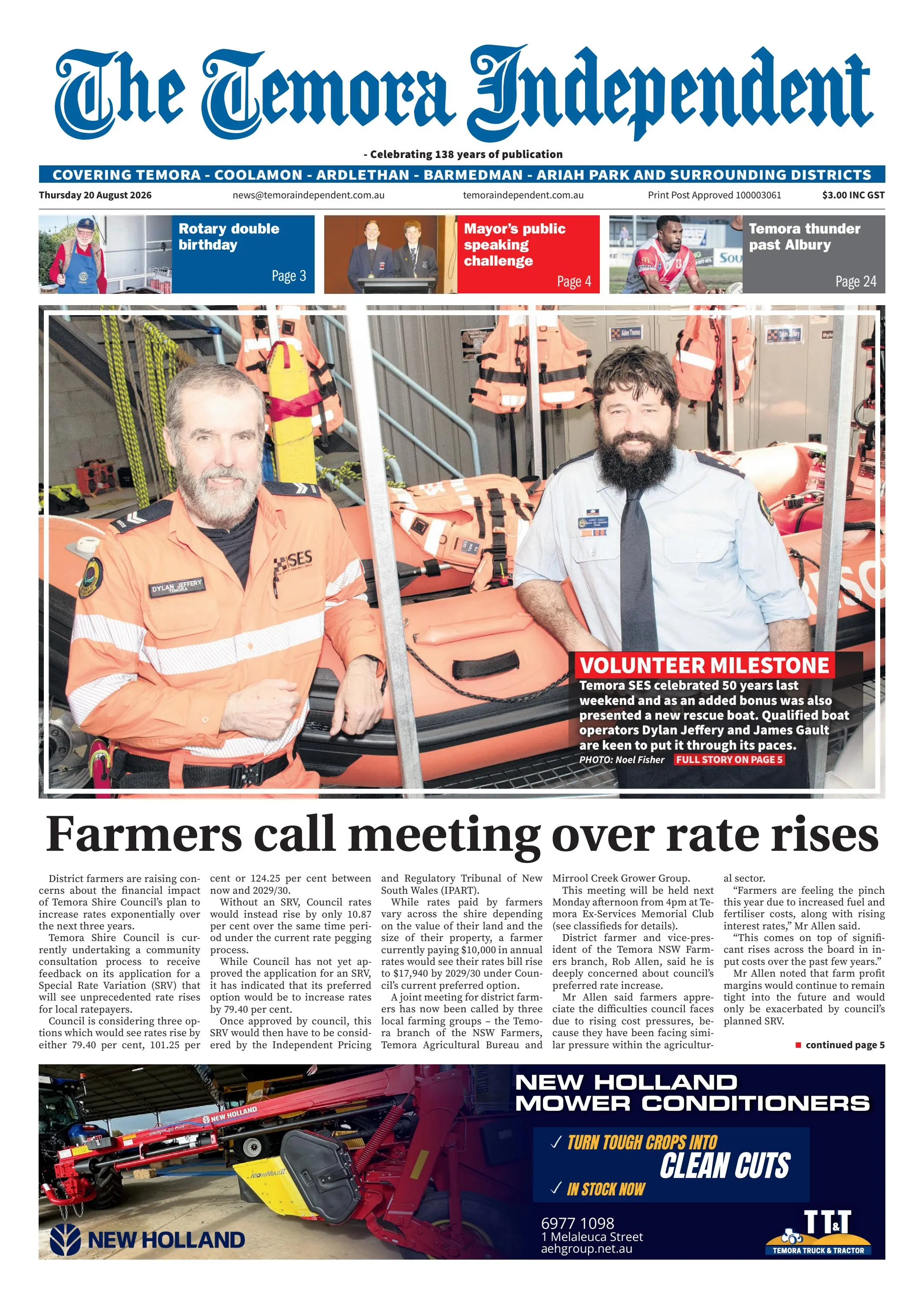 Temora Independent, Thursday, August 20, 2026