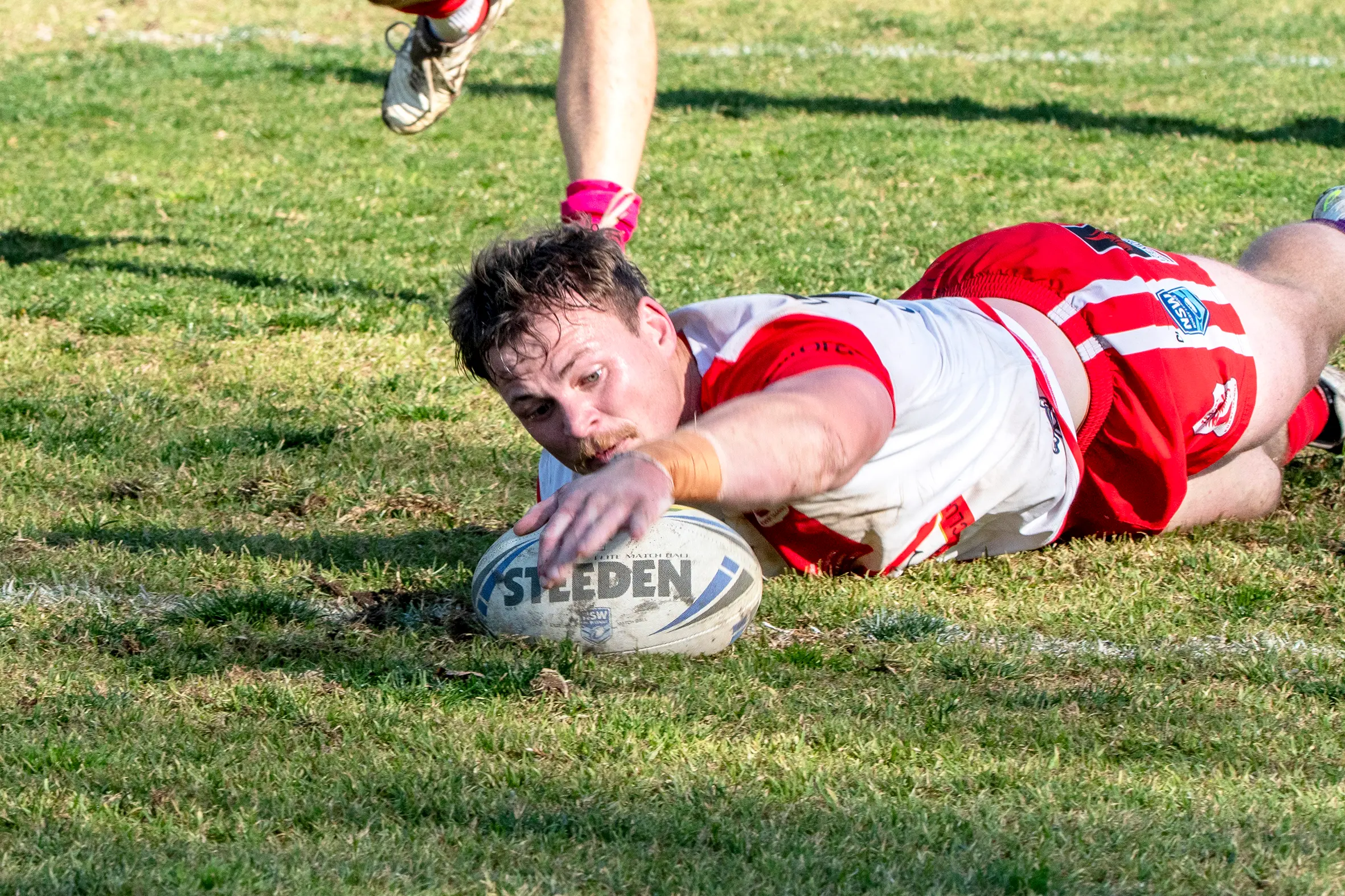 <p>Brodie Mirtschin performed with vigilance scoring two tries last Sunday against the Albury Thunder. PHOTO: Noel Fisher</p>\\n