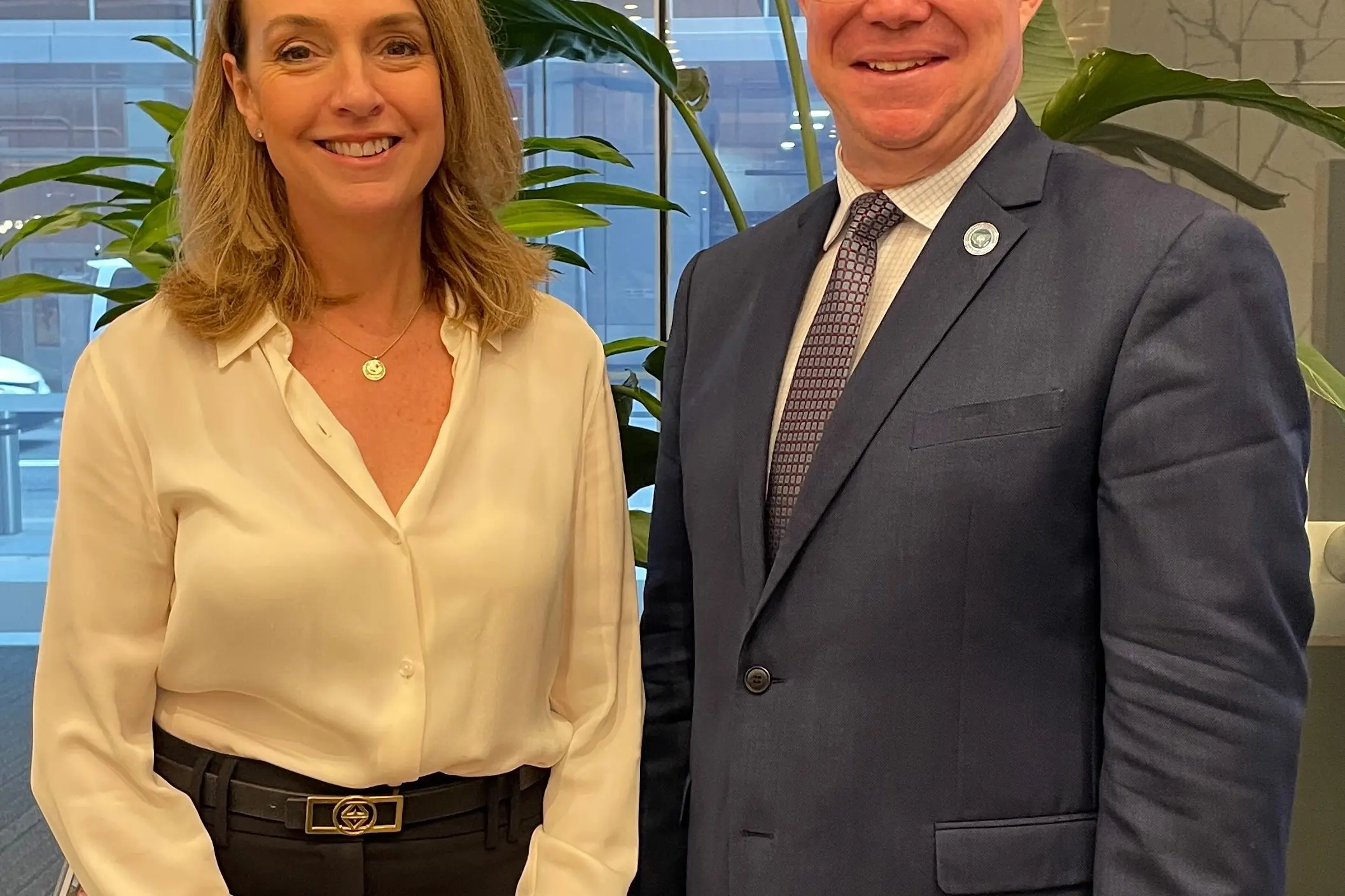 <p>NSW Opposition Leader Ms Kellie Sloane MP and CMA Chairman, Mayor Rick Firman.</p>\\n
