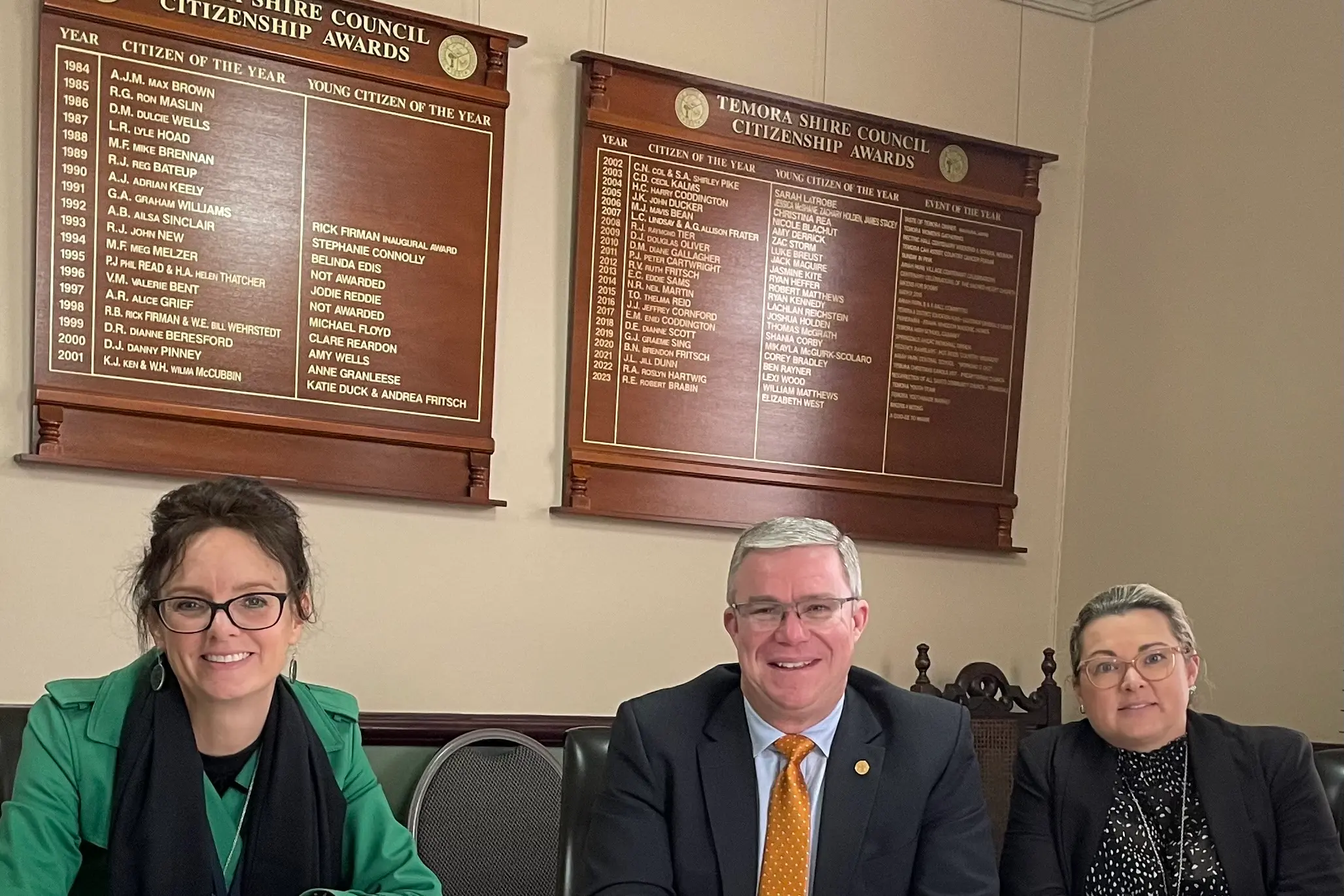 <p>NSW Shadow Water Minister Steph Cooke MP, CMA chairman, mayor Rick Firman and CMA secretary, Temora Shire general manager Ms. Melissa Boxall in a consultation meeting.</p>\\n