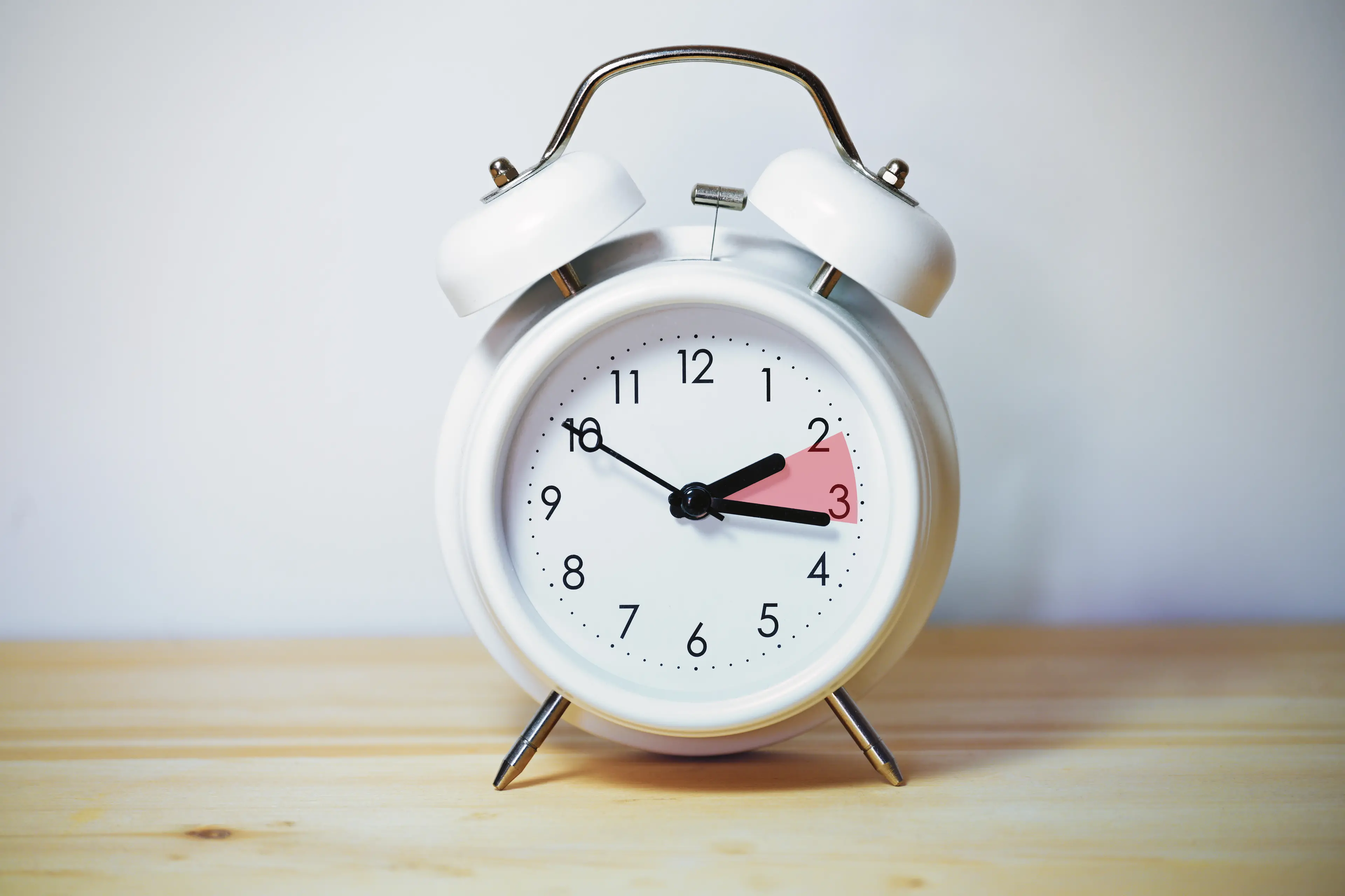 <p>Vintage alarm clock showing change from daylight saving time and fall back to standard time, copy space, selected focus</p>\\n