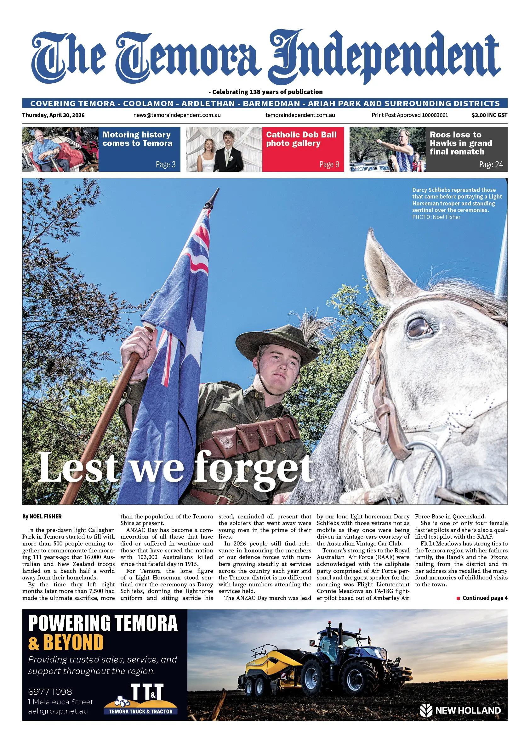 Temora Independent, Thursday, April 30, 2026