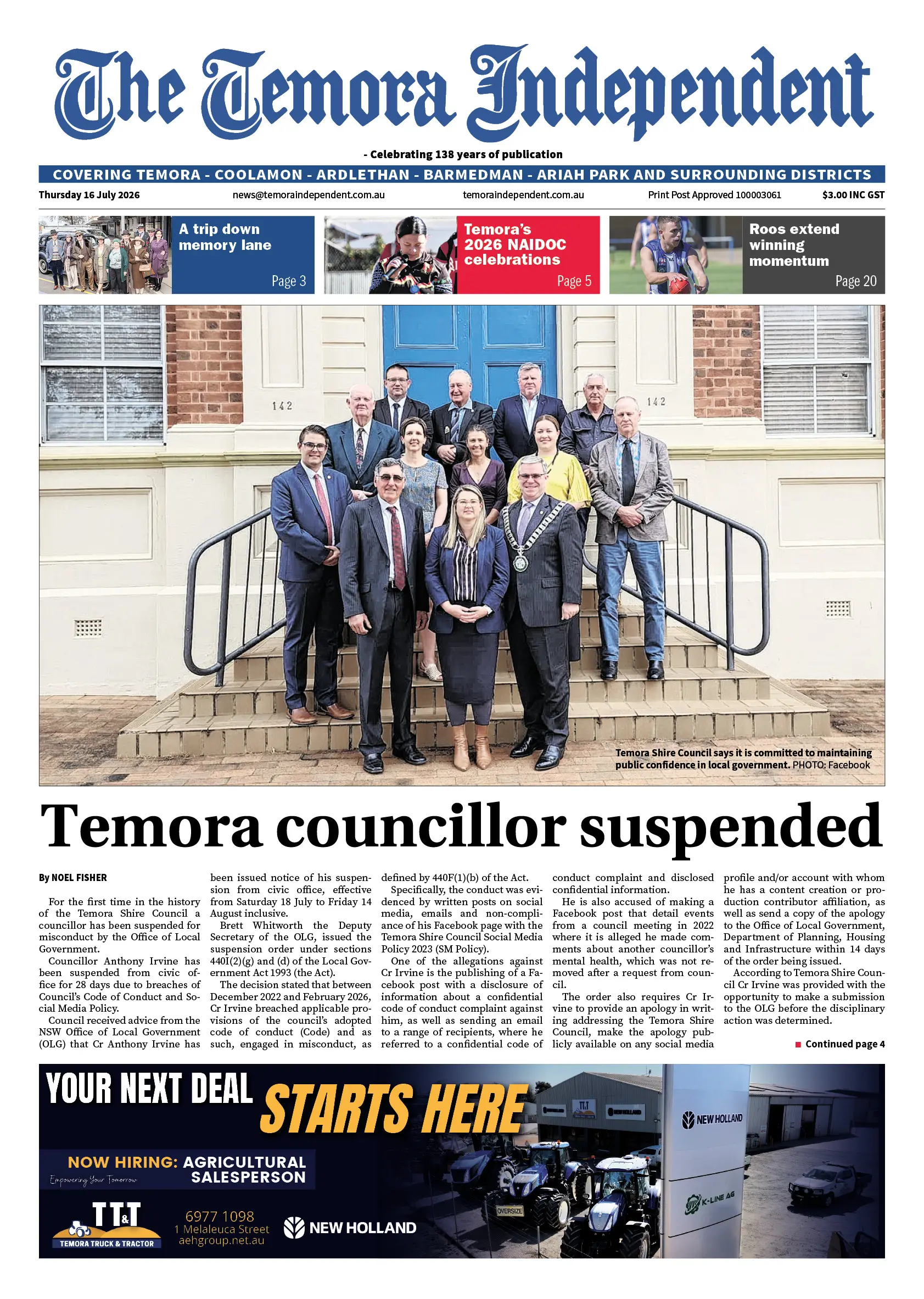 Temora Independent, Thursday 16 July 2026